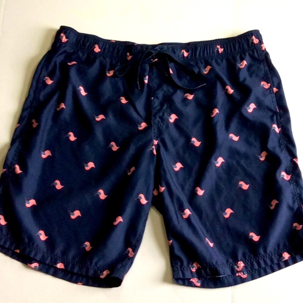 Faded Glory Swim Trunk Shorts Dark Blue with American Flags 44 / 46